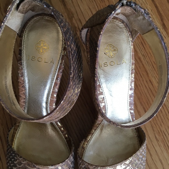 7M Isola Gold Cork Wedge Heels - Picture 5 of 12